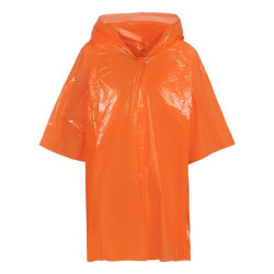 Дождевик-плащ детский с капюшоном , 6-8 лет, полиэтилен, 40 мкр, оранжевый
