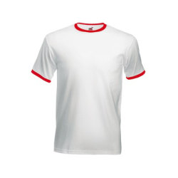Футболка мужская, 165г/м2, белая с красной отделкой