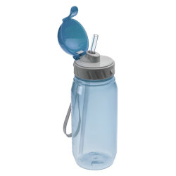 Бутылка для воды с трубочкой, 400 мл, полипропилен, синяя