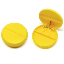Таблетница с разрезателем таблетки, желтый