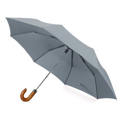 Зонт с деревянной ручкой d99,5 х (35,5)57,5 см, эпонж, фибергласс, сталь, дерево, серый